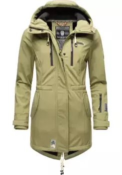 Функциональное пальто Marikoo "Zimtzicke", спортивная парка из софтшелла с капюшоном, зеленый