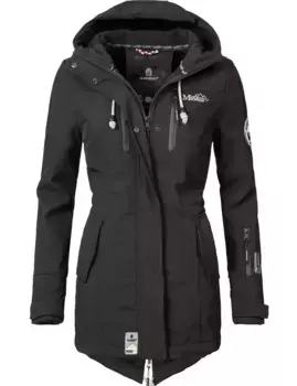 Функциональное пальто Marikoo "Zimtzicke", спортивная парка из софтшелла с капюшоном, черный