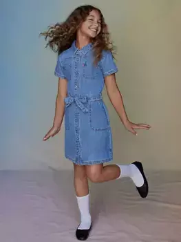 Функциональное платье с поясом для больших девочек, размер S-XL Levi's, цвет Vibe Check - Medium Wash