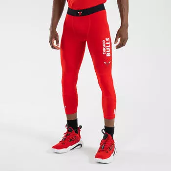 Функциональные брюки 3/4-колготки баскетбольные 500 NBA Chicago Bulls женские/мужские красные TARMAK, вишня