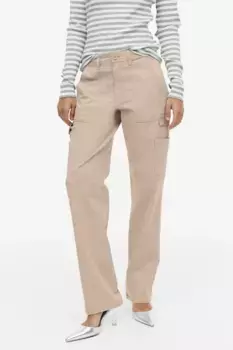 Функциональные брюки из габардина H&M, бежевый