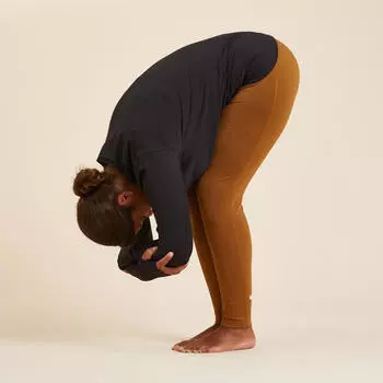 Функциональные леггинсы из мягкого хлопка для йоги Ecodesign женские цвета верблюжьей шерсти KIMJALY, темная корица