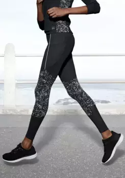 Функциональные леггинсы LASCANA ACTIVE со светоотражающим принтом, черный