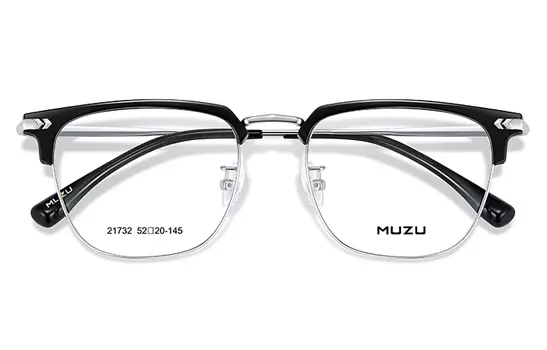 Функциональные очки Browline для мужчин MUZU, Black and silver frames