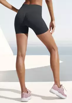 Функциональные шорты LASCANA "Seamless Butt Push Up Shorts", с ребристой структурой и моделирующим эффектом, спортивные шорты, черный