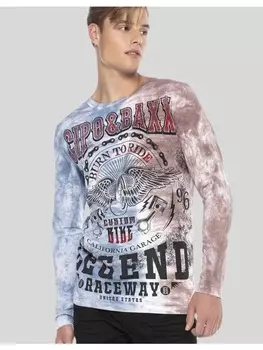 Функциональный лонгслив Cipo & Baxx, цвет brown-blue