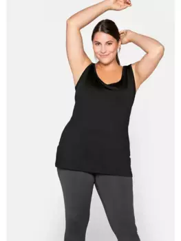 Функциональный топ Sheego "Большие размеры" с декоративным V-образным вырезом сзади, черный