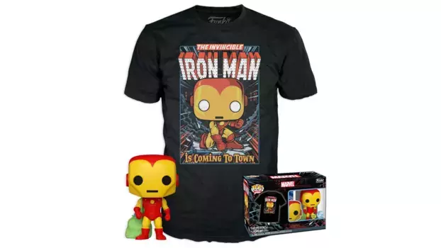 Funko - Pop! ПОП! Виниловая футболка и футболка Marvel Holiday Iron Man, размер L