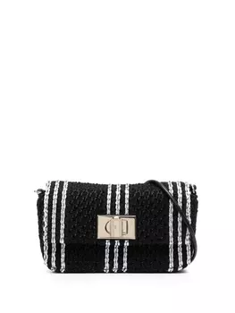 Furla фактурная сумка на плечо с полосками, черный