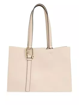 Furla кожаная сумка-тоут с логотипом, нейтральный цвет