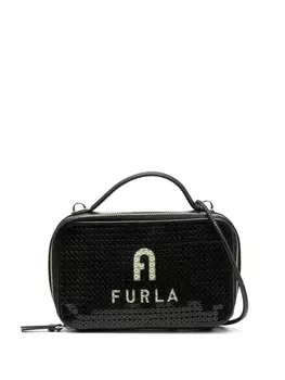 Furla лакированная мини-сумка, черный