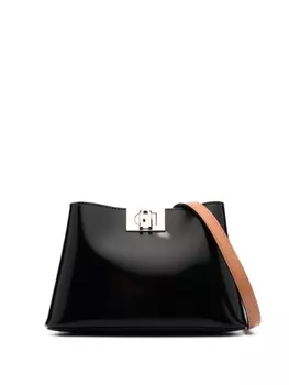 Furla лакированная сумка на плечо Fleur, черный