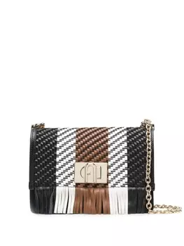 Furla плетеная сумка через плечо в полоску, черный