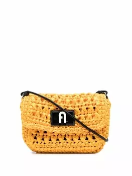 Furla плетеная сумка на плечо, желтый