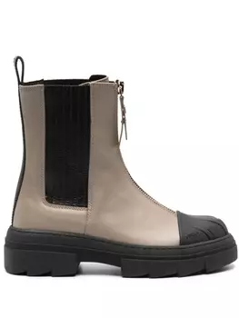 Furla round-toe leather boots, нейтральный цвет