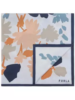 Furla шелковый платок с цветочным принтом, белый