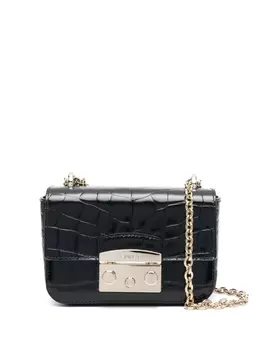 Furla сумка через плечо с тиснением под кожу крокодила, черный