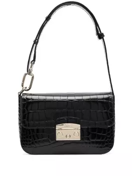 Furla сумка на плечо с тиснением под крокодила, черный