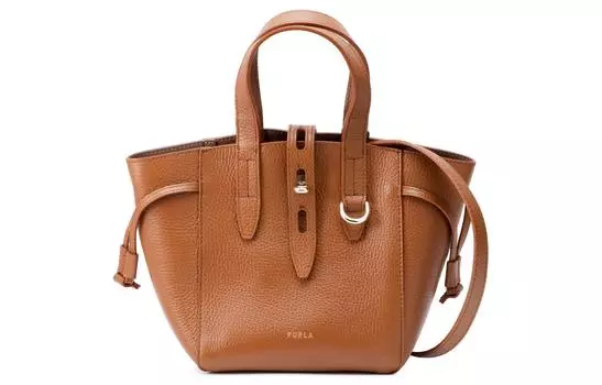 Furla Сумка-шоппер Net Collection из телячьей кожи, сумка-корзина, сумка через плечо, женская мини-сумка коричневого цвета