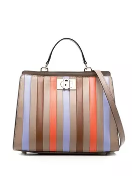 Furla сумка-тоут с отделкой в полоску, коричневый