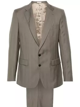 FURSAC костюм с однобортным пиджаком и узором в елочку, коричневый