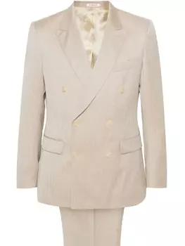 Fursac шерстяной костюм с двубортным пиджаком, нейтральный цвет
