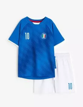 Футбольная форма с принтом H&M Italia Football Kit Print, голубой/белый