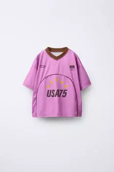 Футбольная футболка со слоганом ZARA, цвет Dark mauve