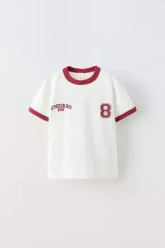 Футбольная футболка ZARA, белый/бордовый