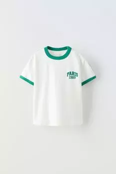 Футбольная футболка ZARA, белый/зеленый
