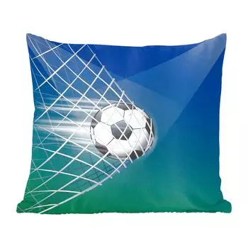 Футбольная иллюстрация MuchoWow - изображение футбольного мяча в сетке - 60x60 см - чехол на подушку - хлопчатобумажная ткань - декоративные чехлы на подушки