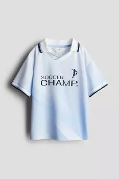 Футбольная майка с воротником H&M, голубой