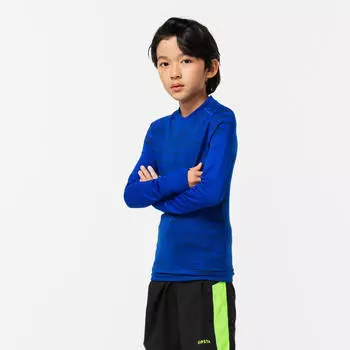 Футбольная терморубашка с длинным рукавом Kipsta Keepdry 500 для мальчиков, синяя