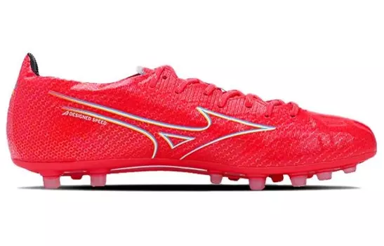 Футбольные бутсы Alpha мужские низкие красный и белый Mizuno