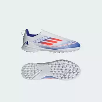 Футбольные бутсы без шнурков F50 League для газона Adidas, цвет Cloud White/Solar Red/Lucid Blue