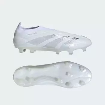 Футбольные бутсы без шнурков Predator 24 Elite для твердого грунта Adidas, цвет Cloud White/Silver Metallic/Cloud White
