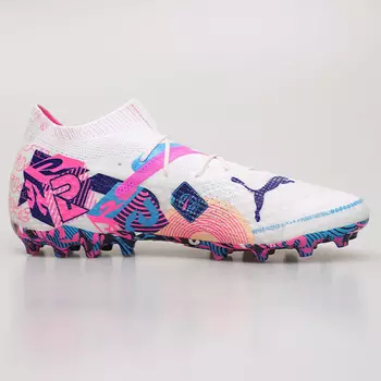 Футбольные бутсы FUTURE 7 мужские, среднего размера, белый/синий/розовый Puma