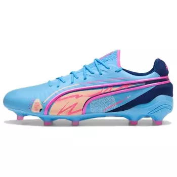 Футбольные бутсы KING ULTIMATE FG/AG мужские низкие ярко-синие/розовые Puma