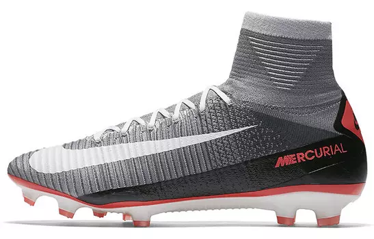 Футбольные бутсы Mercurial Superfly 5 мужские высокие серые/черные/розовые/белые Nike