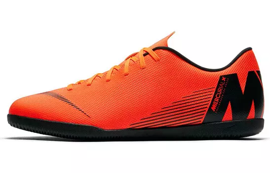 Футбольные бутсы Mercurial Vapor 12 мужские низкие черные/оранжевые Nike