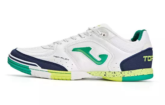 Футбольные бутсы мужские низкие белые/черные/светло-зеленые Joma