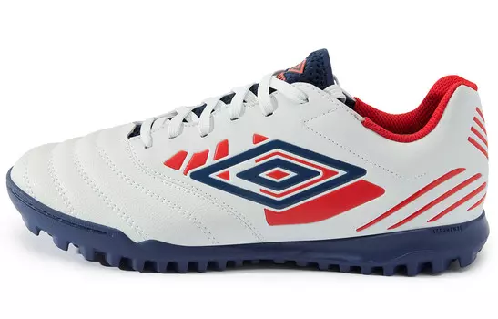 Футбольные бутсы мужские низкие белые / Manor Blue / Rocco Red Umbro