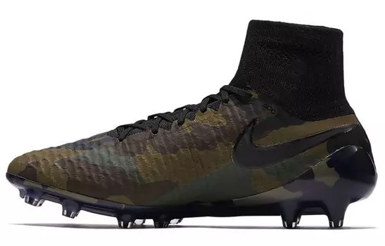 Футбольные бутсы мужские высокие камуфляж/зеленый Nike