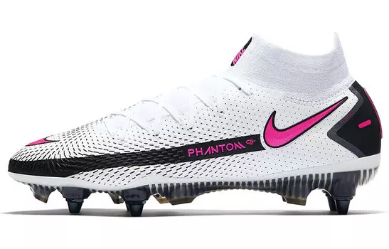 Футбольные бутсы Phantom GT мужские, среднего размера, белые/черные/розовые Nike