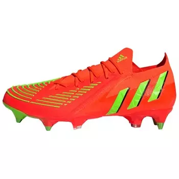 Футбольные бутсы Predator Edge.1 унисекс с низким верхом, красный/зеленый Adidas