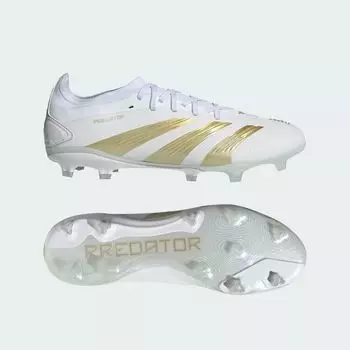 Футбольные бутсы Predator Pro для твердого грунта Adidas, цвет Cloud White/Gold Metallic/Sandy Beige Met