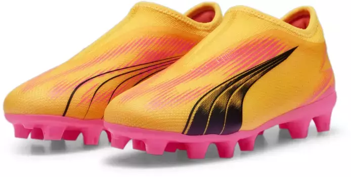 Футбольные бутсы PUMA "ULTRA MATCH LL FG/AG JR", цвет Sun Stream- Puma Black-Sunset Glow