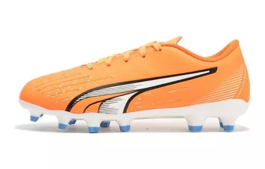 Футбольные бутсы Puma Ultra Play Kids для детей, Chalk White/Core Black/Semi Impact Orange
