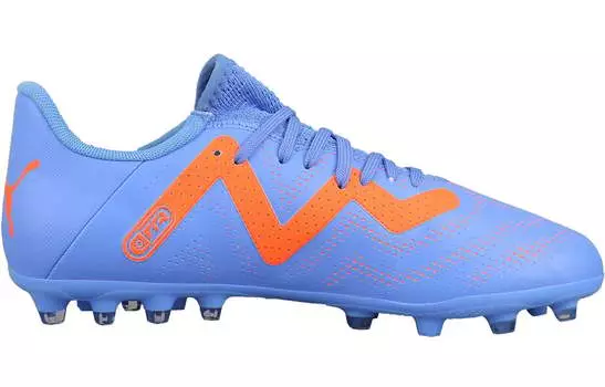 Футбольные бутсы Puma Ultra Play Kids для детей, Blue Glimmer-PUMA White-Ultra Orange