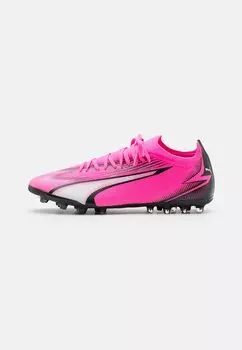 Футбольные бутсы с шипами Ultra Match Mg Puma, цвет poison pink/white/black